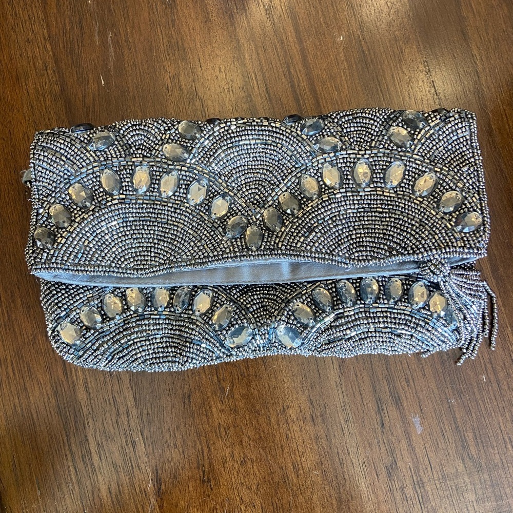 VTG Aldo beaded clutch evening bag snap closure wedding prom